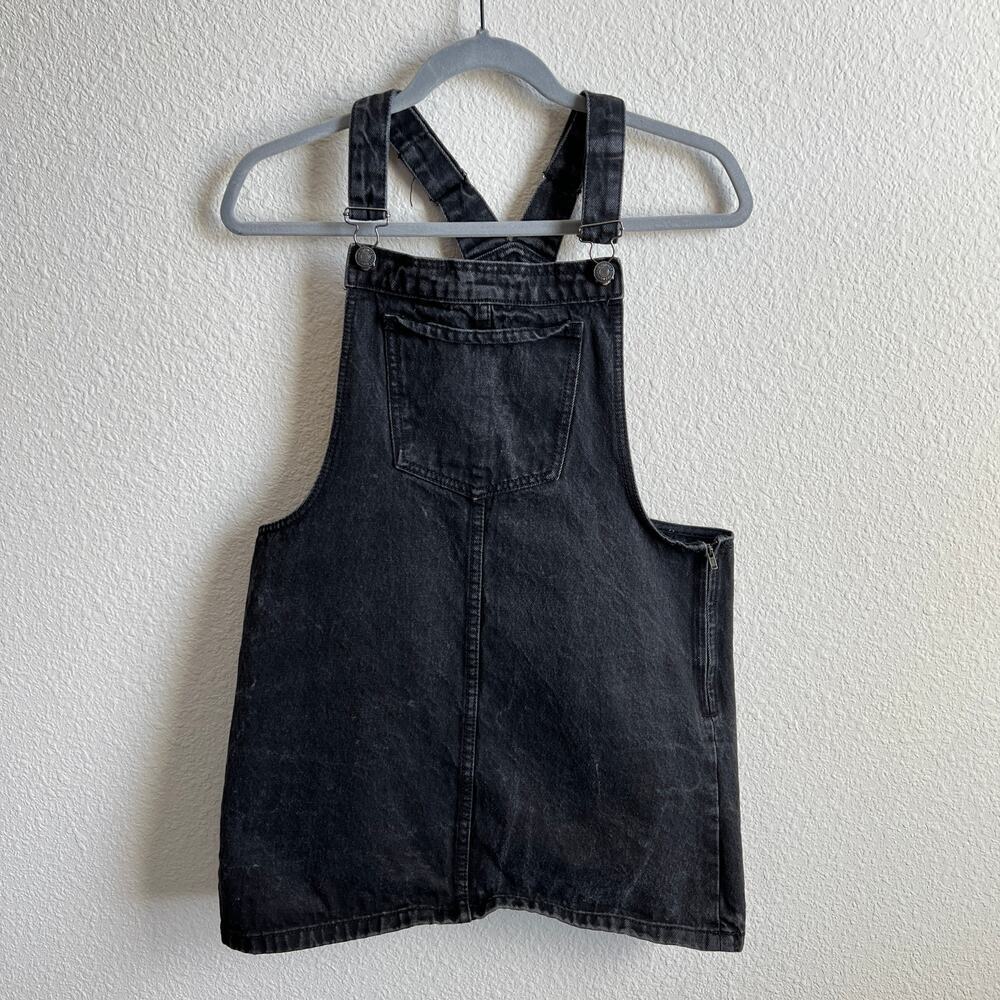 Forever 21 Black Mini Denim Overall Dress Women's M Country Western